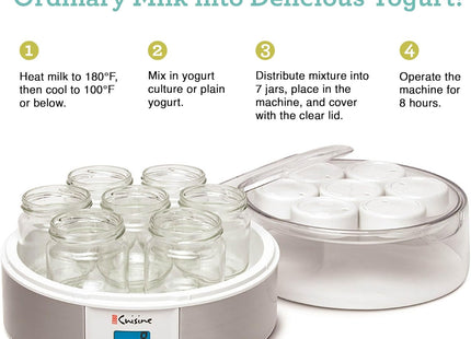 Euro Cuisine Automatic Digital Yogurt Maker – 7 Glass Jars, BPA Free