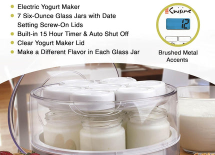 Euro Cuisine Automatic Digital Yogurt Maker – 7 Glass Jars, BPA Free