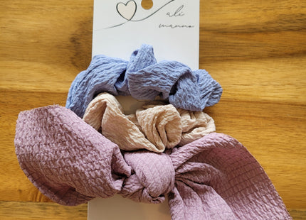 Scünci Lot de 3 chouchous texturés – Collection Ali Manno – Coloris pastel