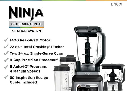 Ninja Professional Plus Kitchen System BN801C – 1400W Auto-iQ Food Processor and Blender