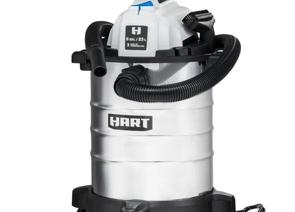 Hart 6 Gallon Wet/Dry Vac – 3 HP Stainless Steel Wet and Dry Shop Vacuum