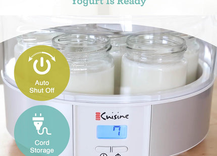 Euro Cuisine Automatic Digital Yogurt Maker – 7 Glass Jars, BPA Free