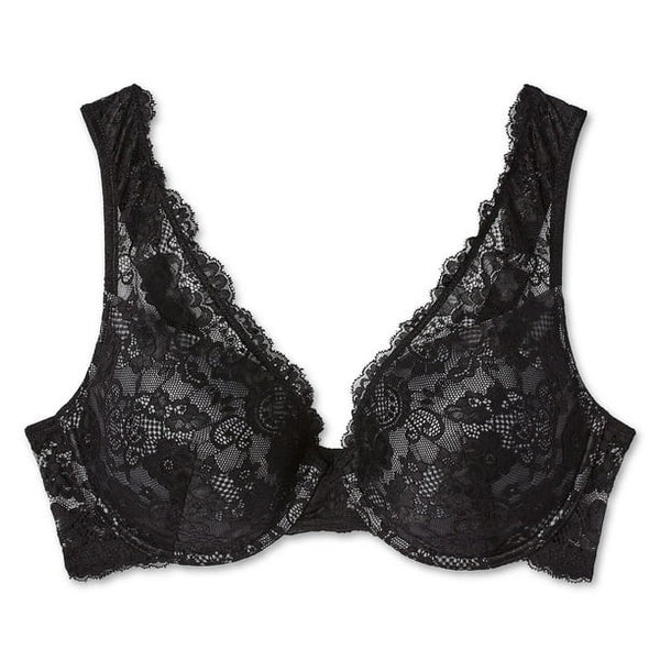 George Women's Lace Overlay Padded Bra - Black