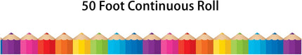 Teacher Created Resources Rolled Border Cut into Colored Pencil Shapes - 50 Feet