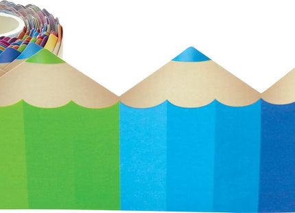 Teacher Created Resources Rolled Border Cut into Colored Pencil Shapes - 50 Feet