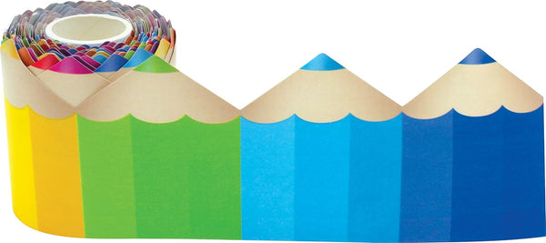 Teacher Created Resources Rolled Border Cut into Colored Pencil Shapes - 50 Feet