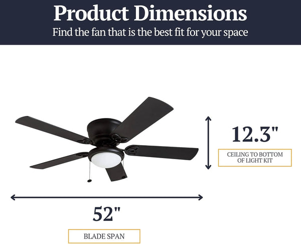 Prominence Home / Benton 52âł Ceiling Fan â Traditional Style, Flush Mount, Integrated LED