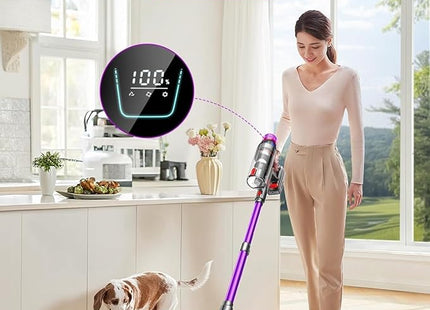 MQDXE Cordless Stick Vacuum Cleaner: 550W Powerful Suction, LED Display, 55 Minutes Runtime, Tangle-Free Brush, Rechargeable Battery, Lightweight for Home, Pet Hair, Hard Floors