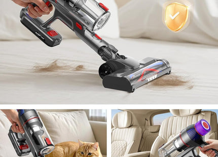 MQDXE Cordless Stick Vacuum Cleaner: 550W Powerful Suction, LED Display, 55 Minutes Runtime, Tangle-Free Brush, Rechargeable Battery, Lightweight for Home, Pet Hair, Hard Floors