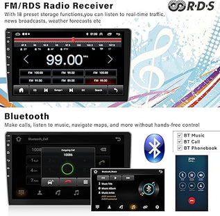 Autoradio Android 13 avec écran tactile – 8 cœurs, 2+64 Go, GPS, WiFi + Caméra de recul