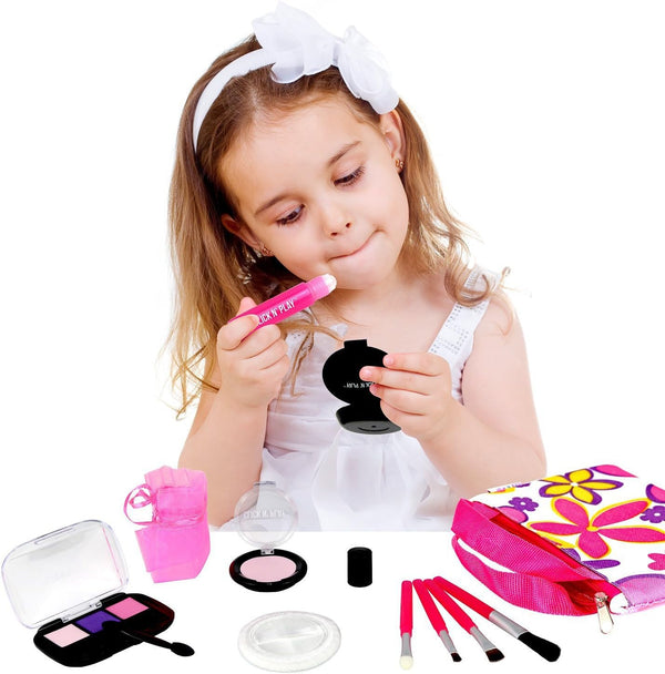 Click N' Play – Coffret maquillage enfant avec sac fleuri, 8 pièces