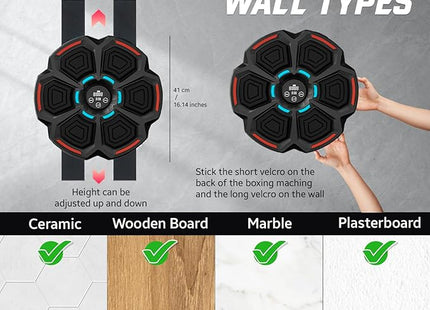 Phyloks Music Boxing Machine – Appareil de boxe interactif avec musique et gants inclus