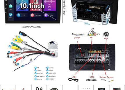 Autoradio Android 13 avec écran tactile – 8 cœurs, 2+64 Go, GPS, WiFi + Caméra de recul