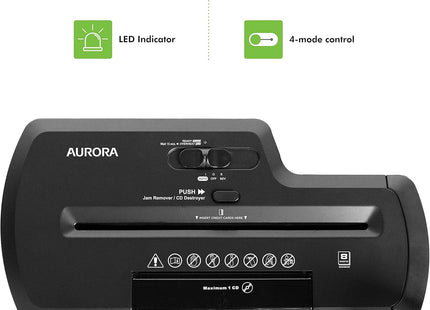 Aurora Pro – Destructeur de documents 8 feuilles sans corbeille