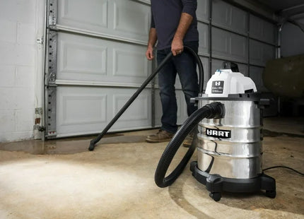 Hart 6 Gallon Wet/Dry Vac – 3 HP Stainless Steel Wet and Dry Shop Vacuum