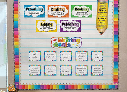 Teacher Created Resources Rolled Border Cut into Colored Pencil Shapes - 50 Feet