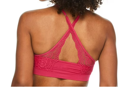 Soutien-gorge avec dentelle et motif entrecroisé au dos George pour femmes – Noir