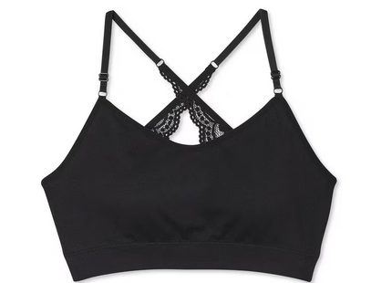 Soutien-gorge avec dentelle et motif entrecroisé au dos George pour femmes – Noir