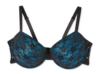 Soutien-gorge pigeonnant moulé en dentelle George Plus pour femmes – Bleu