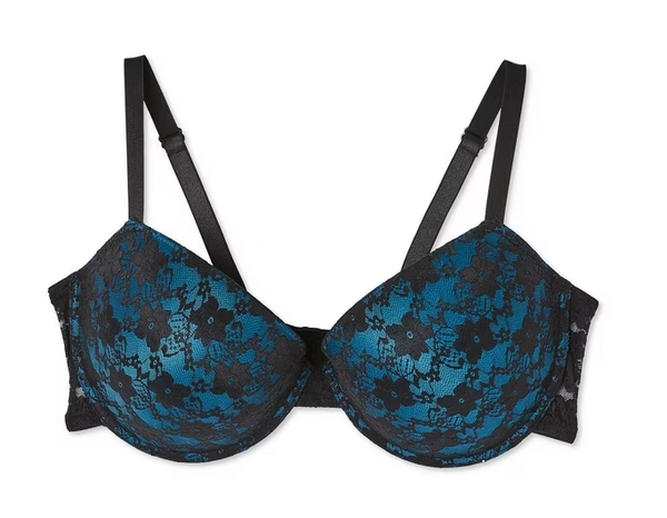 Soutien-gorge pigeonnant moulé en dentelle George Plus pour femmes – Bleu