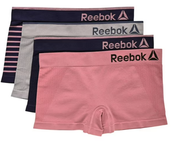 Reebok Lot de 4 shortys sans coutures femme – Confort invisible, taille M