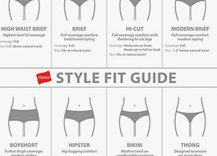 Hanes Culotte Femme Taille Brief 100% Coton – Lot de 5 – Taille M