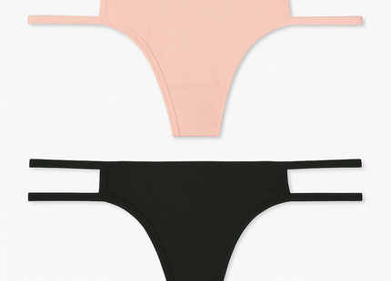 Lot de 2 tangas No Boundaries pour femmes – noir et rose