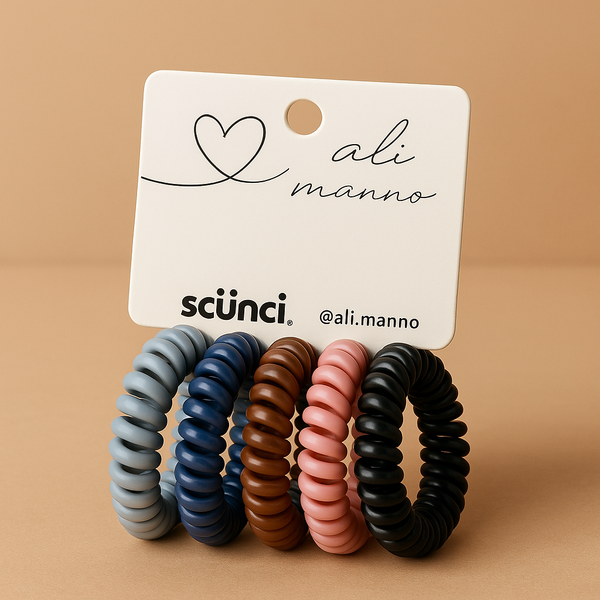 Scünci x Ali Manno – Pack of 5 spiral hair elastics
