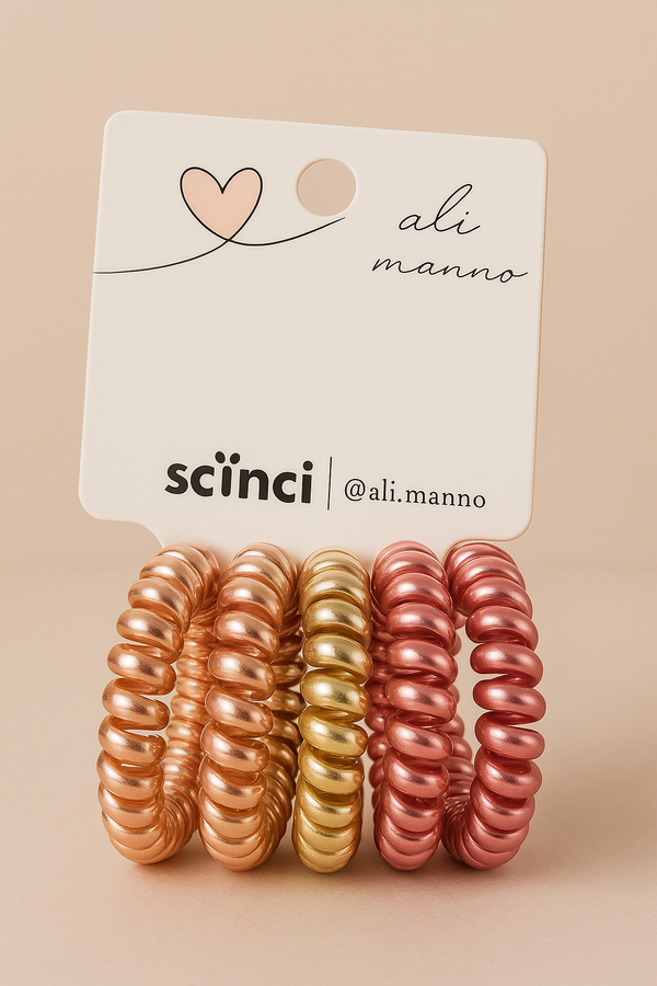 Scunci – Set of 5 Hair Spirals | Gold, Pink and Peach Colors
