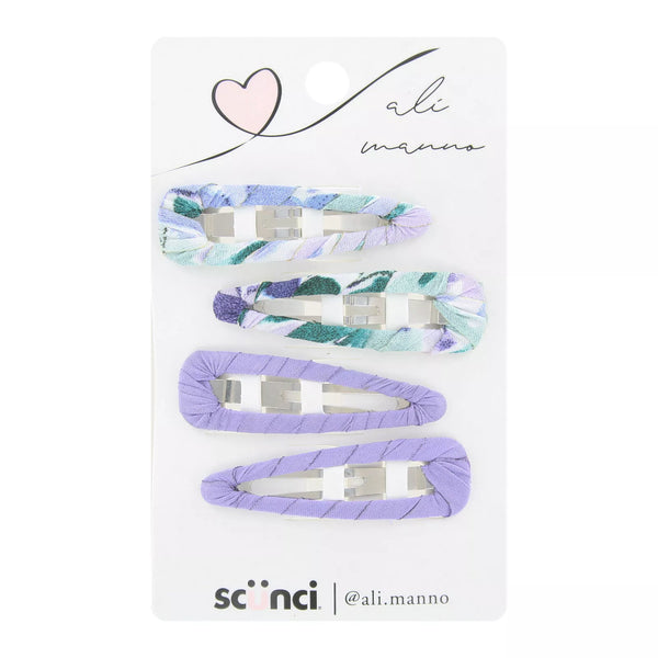 Scünci x Ali Manno – Set of 4 fabric hair clips, pastel colors